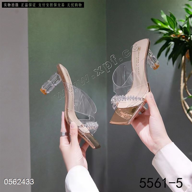 钎金鸟时尚拖鞋5561-5(银色66779、香槟色4-9)