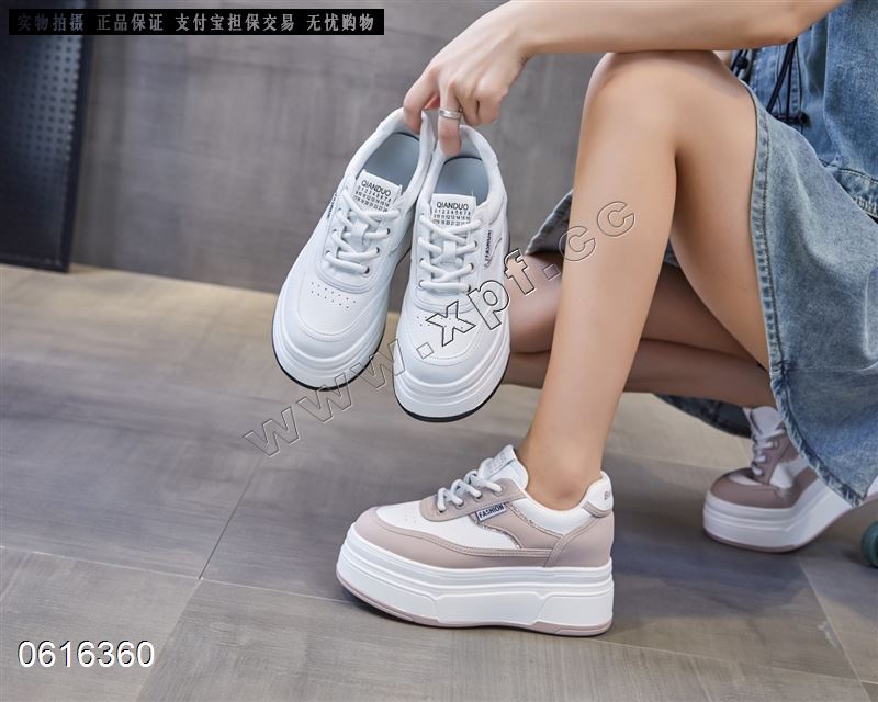 新款韩版厚底小白鞋5085    跟高：6+2cm内增高