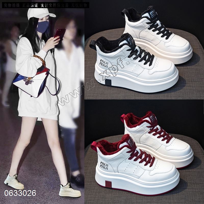 百搭厚底高帮加绒小白鞋6201  跟高：6CM