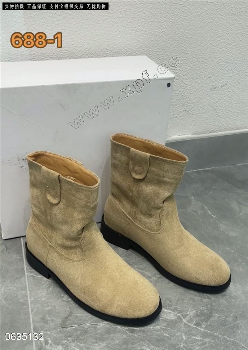 显瘦绒面圆头短靴 688-1