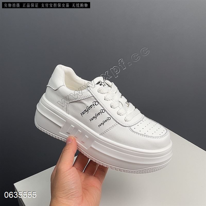 女生款真皮小白鞋厚底增高休闲鞋9001