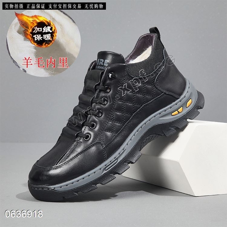头层牛皮羊毛内里厚底休闲90221