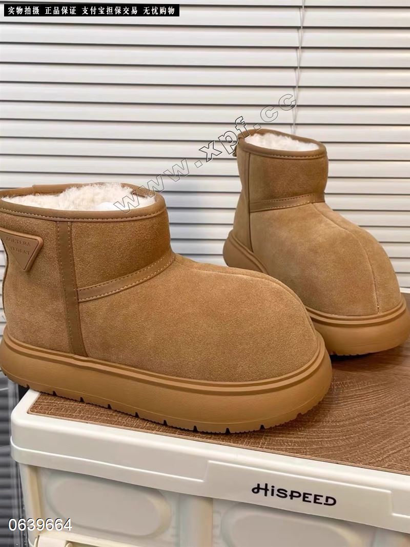 磨砂真皮胖胖大头雪地靴