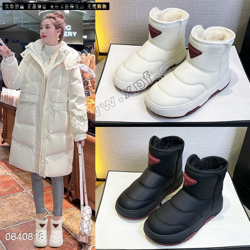 冬季新款加绒加厚保暖东北大棉鞋短筒面包雪地靴1721