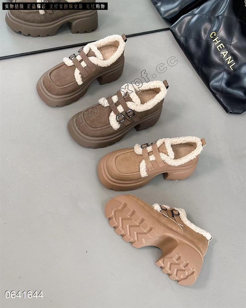 厚底内里毛毛乐福鞋