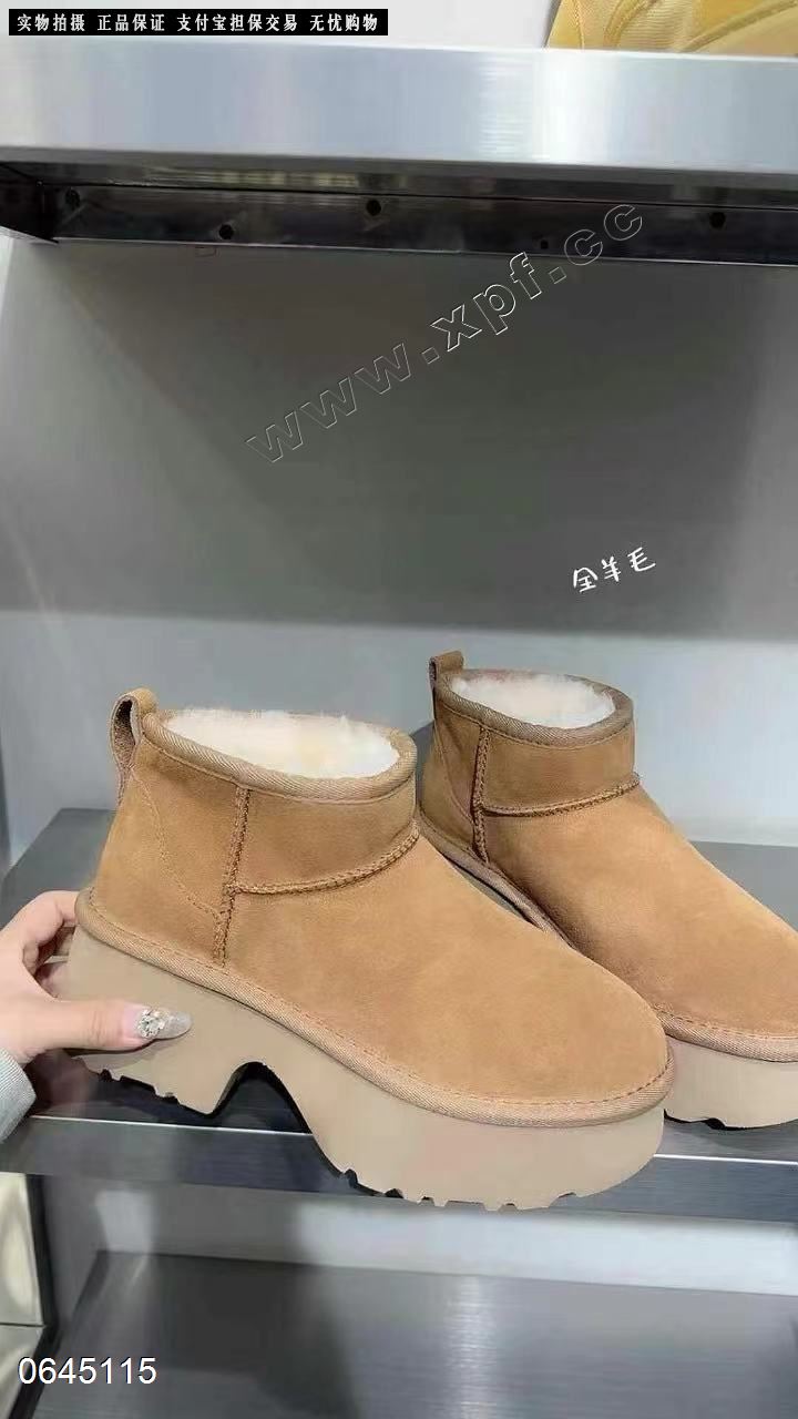 摇滚雪地靴 马丁牛皮羊毛