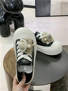 大头娃娃丑萌板鞋百搭厚底拼色休闲鞋开口笑