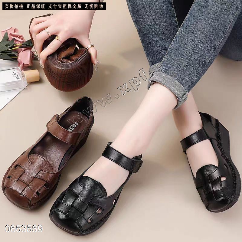 宇佳丽203-6  头层牛皮妈妈鞋黑色35-41，棕色35-41断7