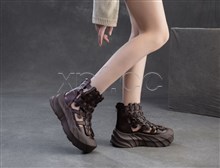 复古擦色头层牛皮编织罗马网靴25512