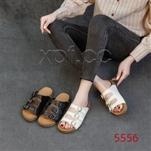 新款头层牛皮一字型女拖鞋 5556