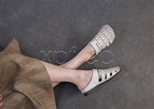复古擦色头层牛皮编织百搭舒适柔软凉拖鞋8910-3