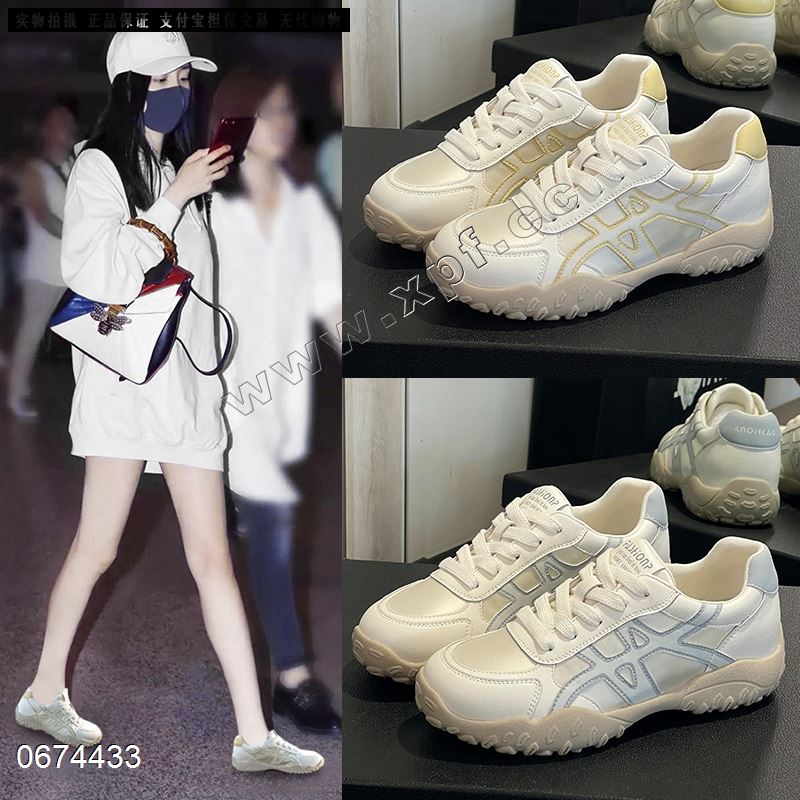 新款厚底内增高德训鞋百搭户外登山小白鞋  2555  跟高：3CM+1.5CM