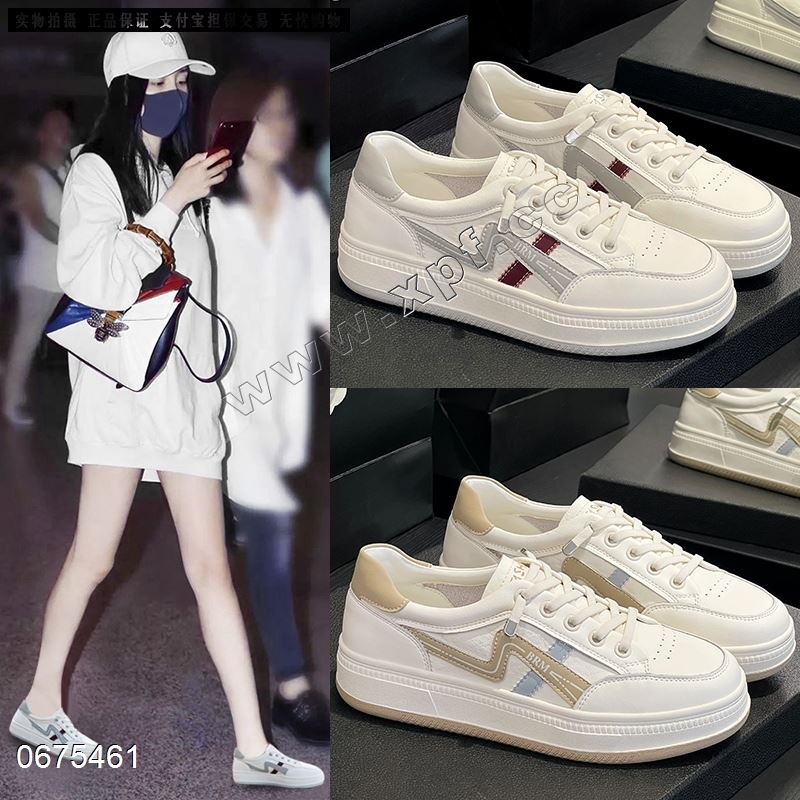 新款小白鞋女厚底一脚蹬轻便板鞋  2558  跟高：3CM+1.5CM