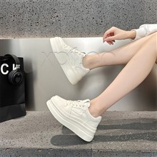 新款二层牛皮厚底小白鞋 268-2